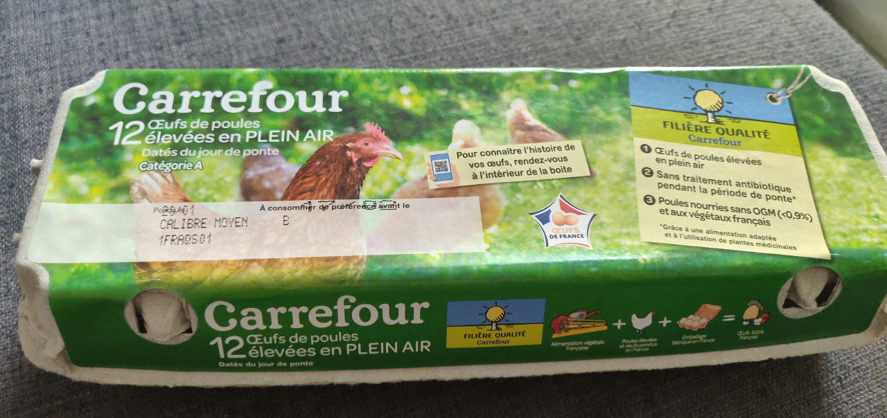 Boîte d'œufs carrefour