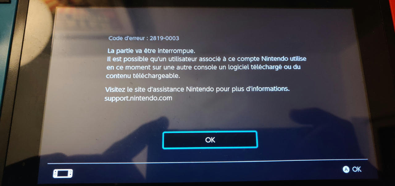 Erreur quand on essaie de lancer un jeu dématérialisé sur deux consoles