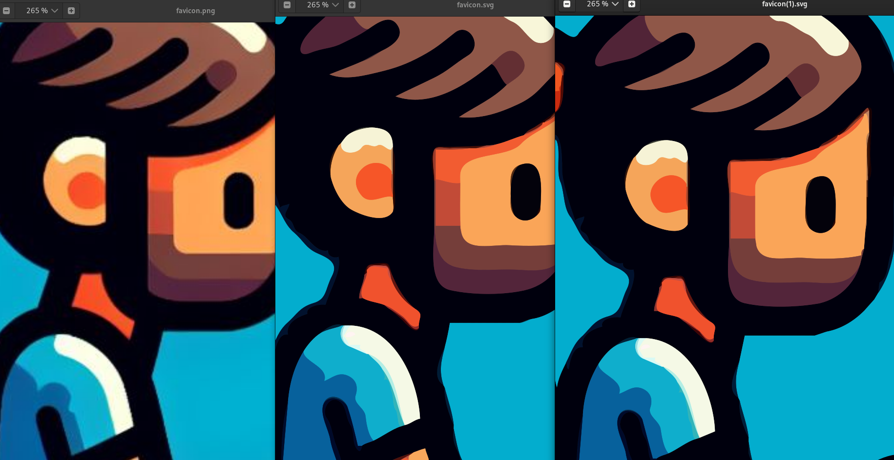 Comparaison en PNG, SVG et SVG alléger