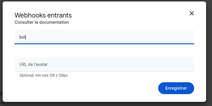 Configuration du webhook