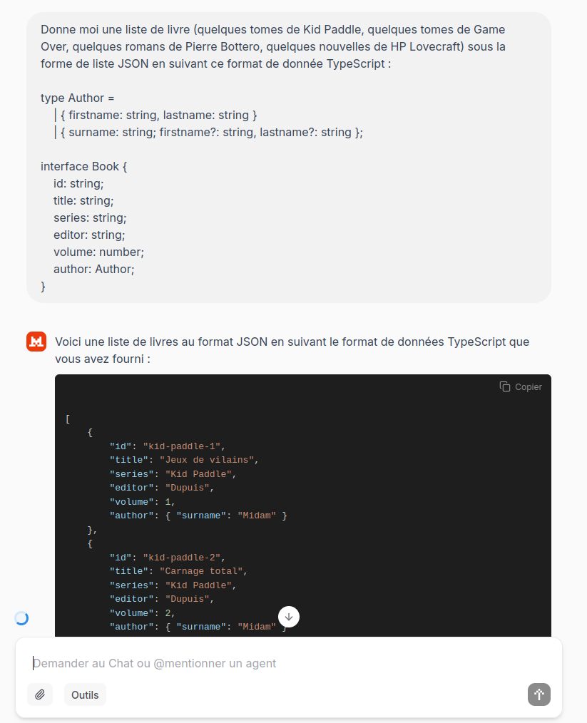 Génération de jeux de données avec Le Chat