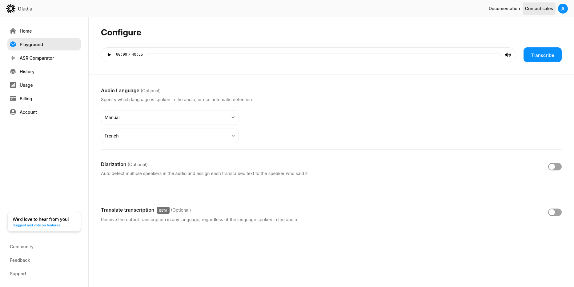Transcription en image via Gladia
