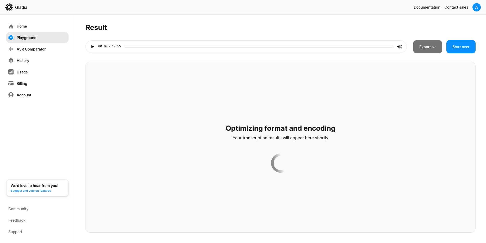 Transcription en image via Gladia
