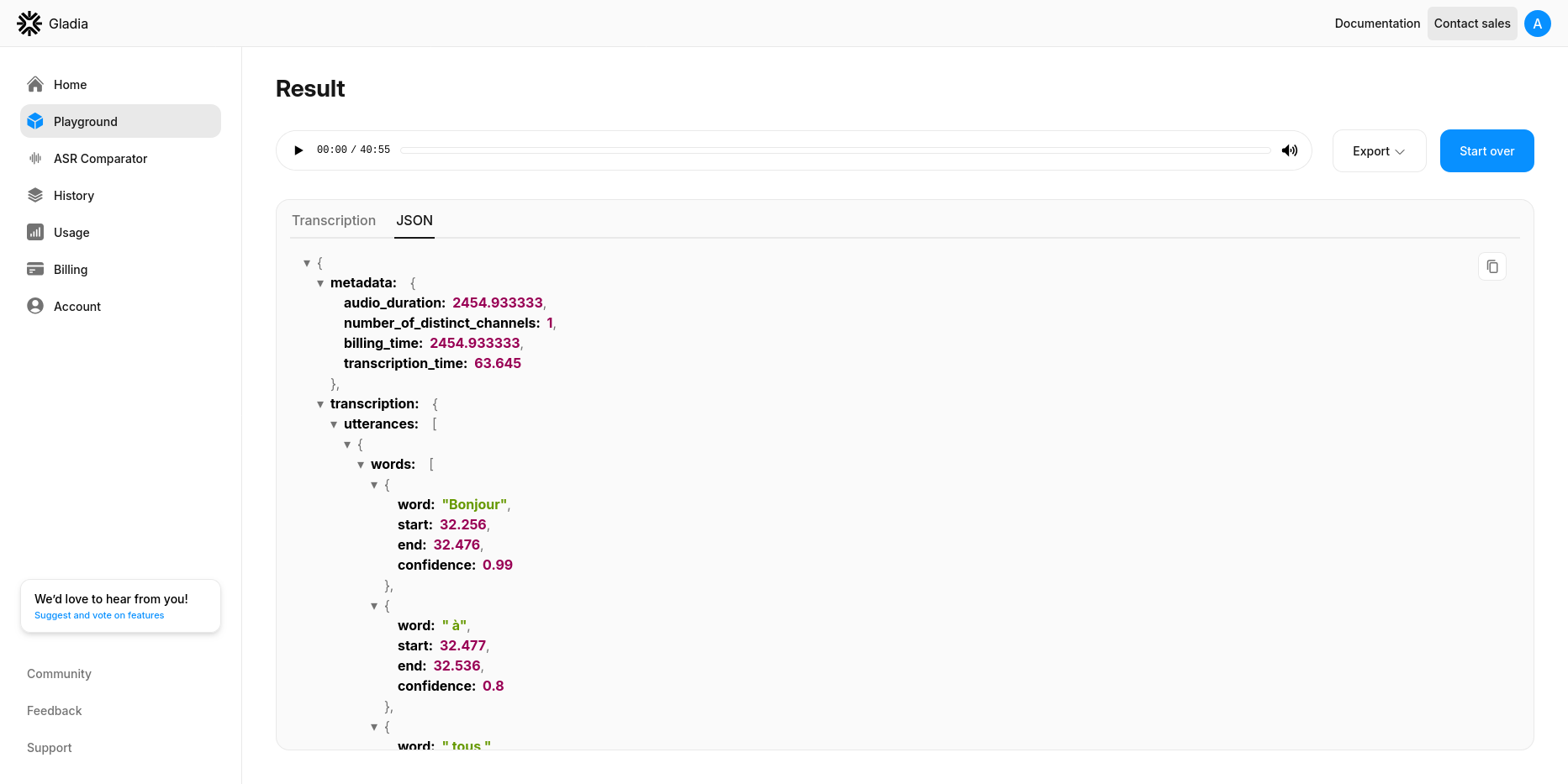 Transcription en image via Gladia
