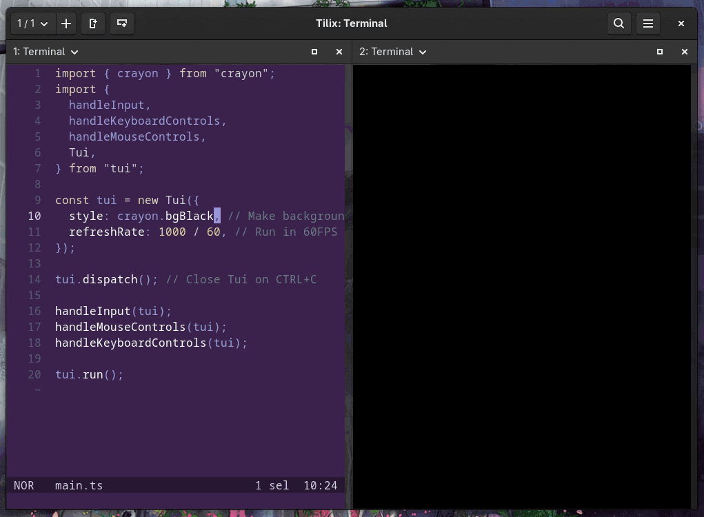 Premier affichage avec variation du fond entre noir et vert