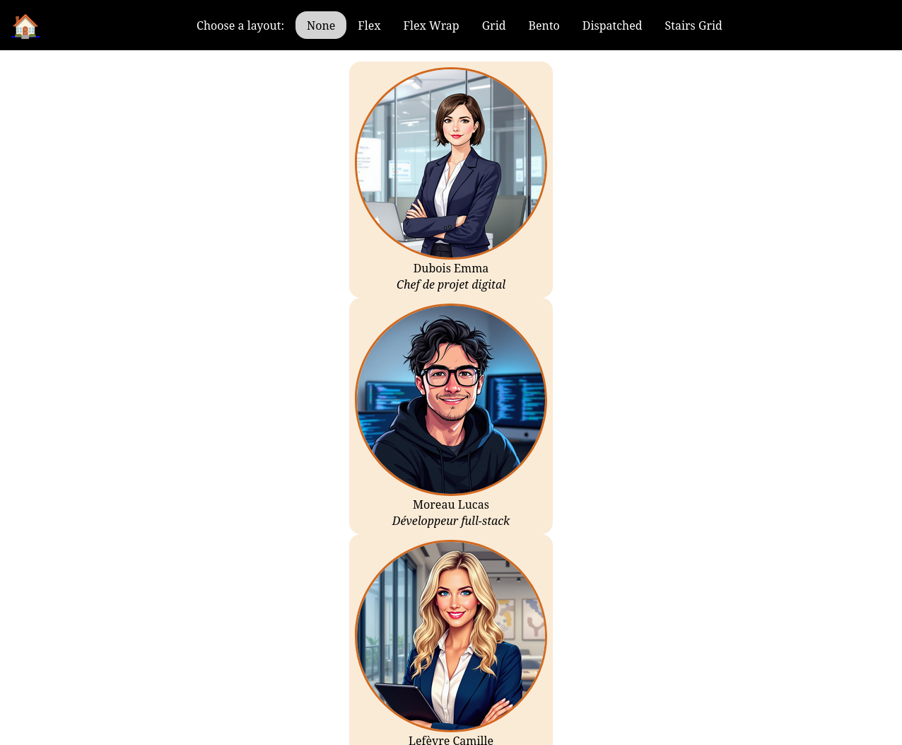 Vue de l'appli avec le style de base