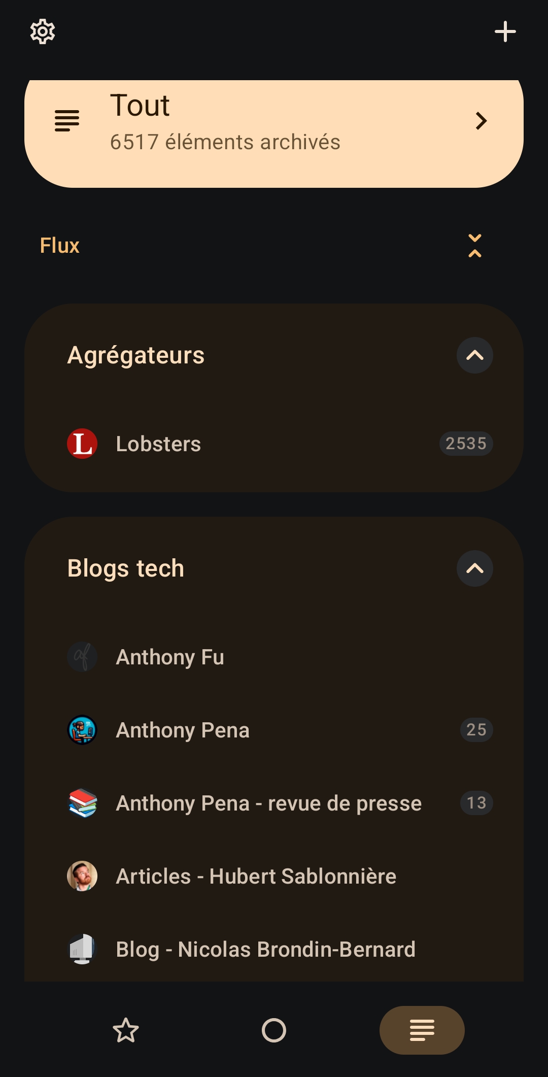 Différentes vue de Read You sur mon smartphone