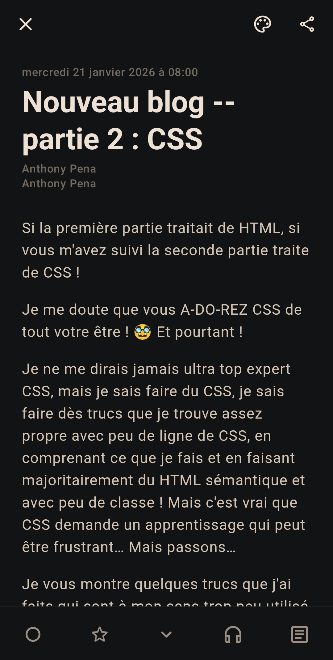 Différentes vue de Read You sur mon smartphone