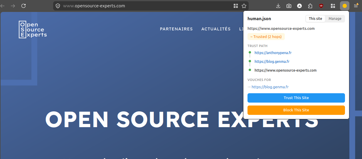 Site https://blog.genma.fr qui lui-même "trusted" https://www.opensource-experts.com